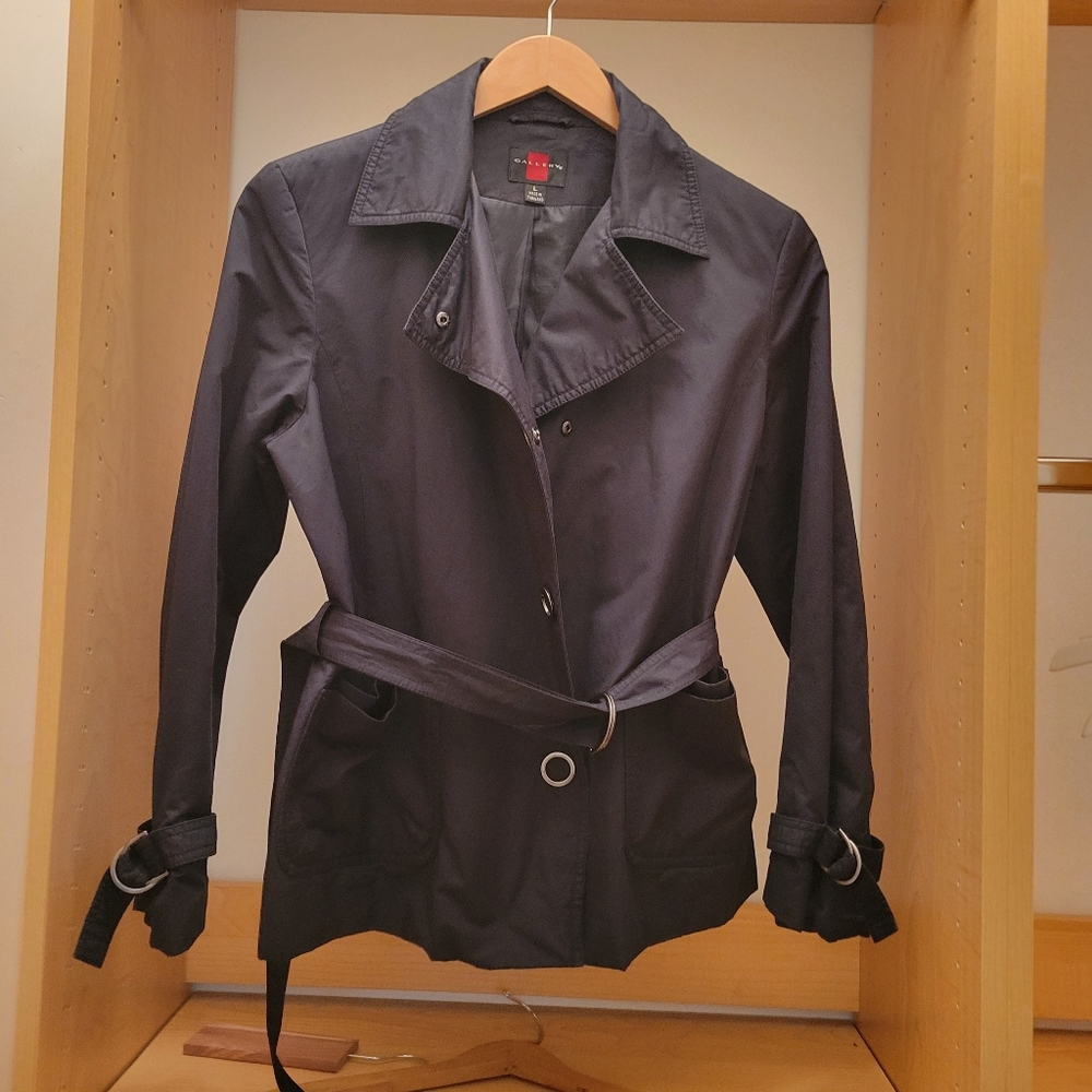 Gallery Large Womens Short Cinched Trench Jacket